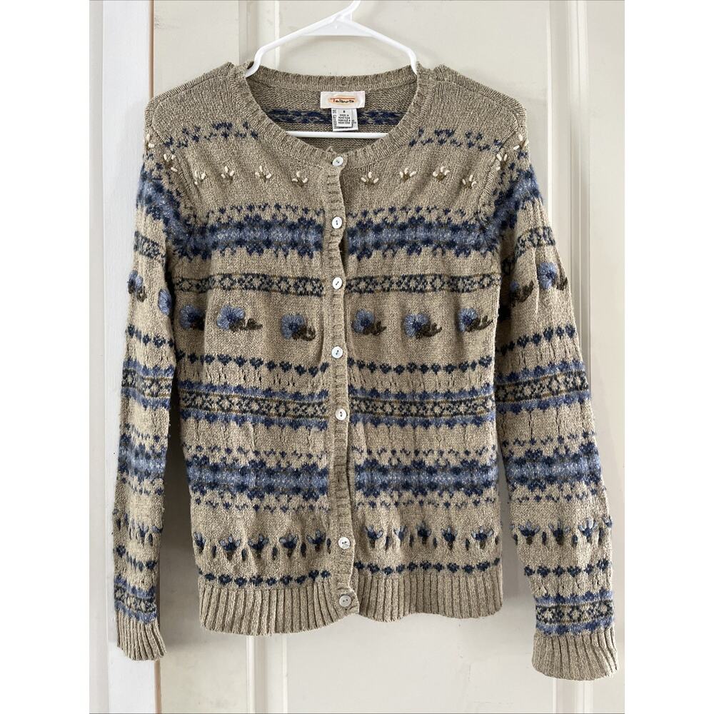 Talbots Vintage Silk Wool Button Cardigan Sweater Womens S Cottagecore Granny
